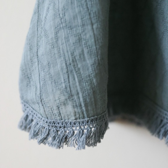 Free People Blue Peasant Blouse, LARGE - Picture 6 of 7